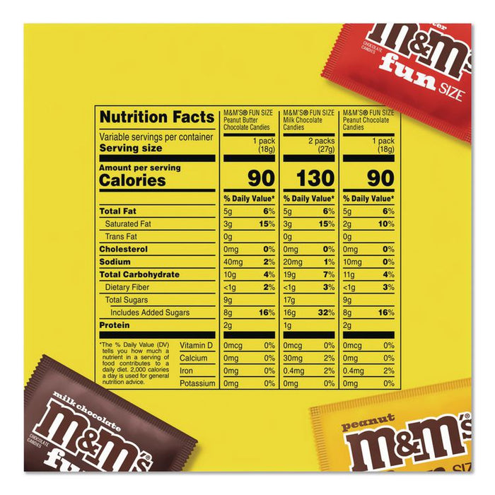 Milk Chocolate, Peanut and Peanut Butter Fun Size Variety Pack, Assorted Flavors, Individually Wrapped, 90 Pieces