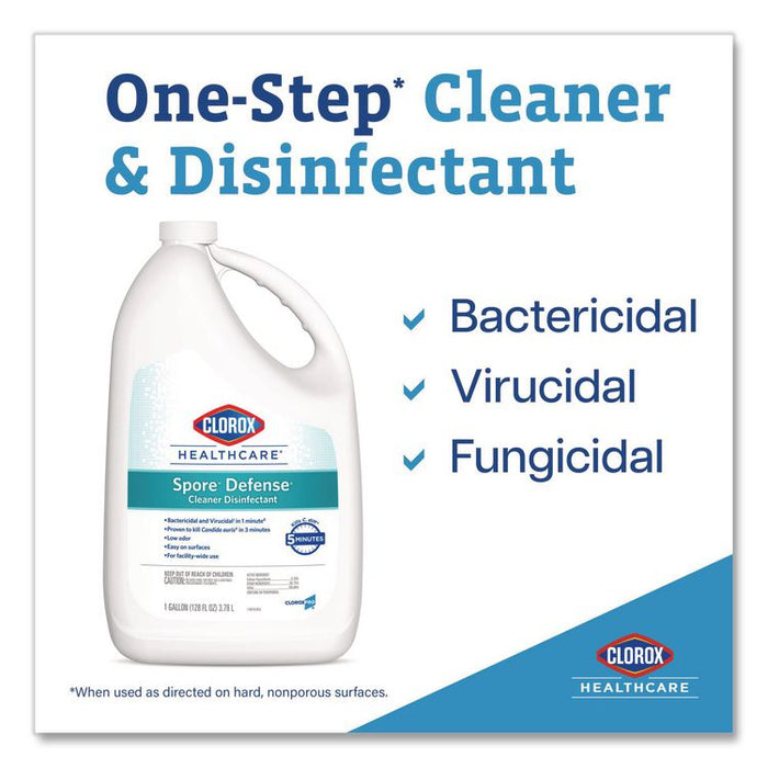 Spore Defense Cleaner Disinfectant, Closed System, Unscented, 1 gal Refill Bottle, 4/Carton