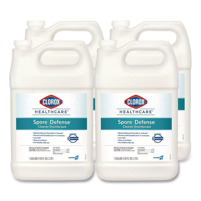 Spore Defense Cleaner Disinfectant, Closed System, Unscented, 1 gal Refill Bottle, 4/Carton