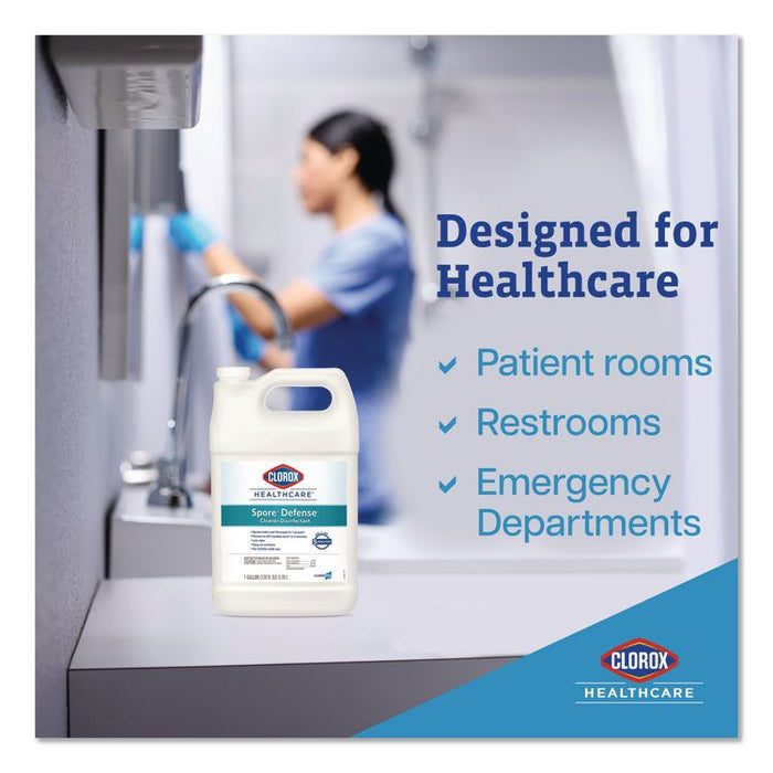 Spore Defense Cleaner Disinfectant, Open System, Unscented, 1 gal Refill Bottle, 4/Carton