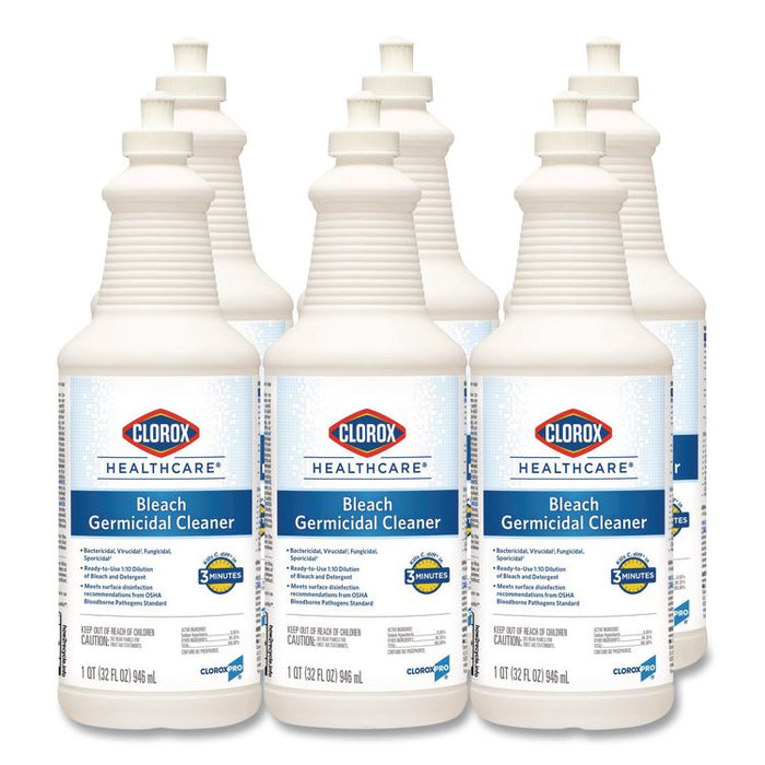 Bleach Germicidal Cleaner, Unscented, 32 oz Pull-Top Bottle, 6/Carton