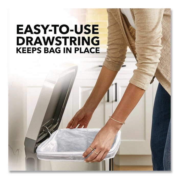 ForceFlex Kitchen Drawstring Trash Bags, 13 gal, Gain Fresh Clean Scent, 24 x 27.38, White, 40 Bags/Box, 6 Boxes/Carton