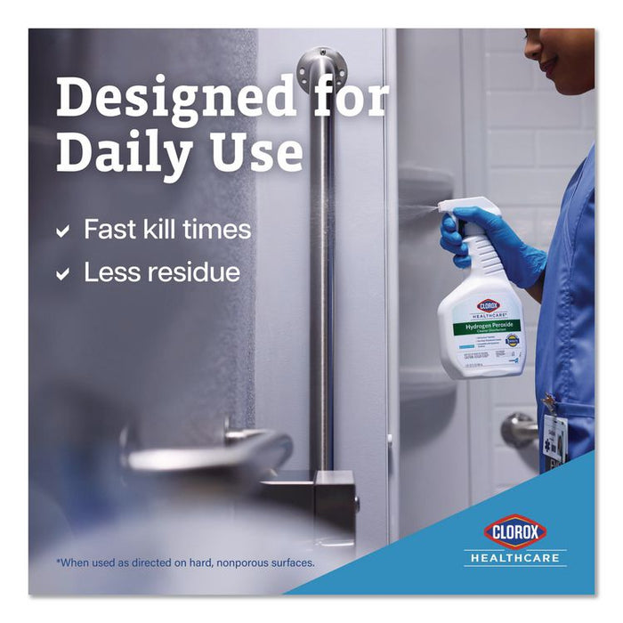 Hydrogen-Peroxide Cleaner/Disinfectant, Unscented, 32 oz Spray Bottle, 9/Carton