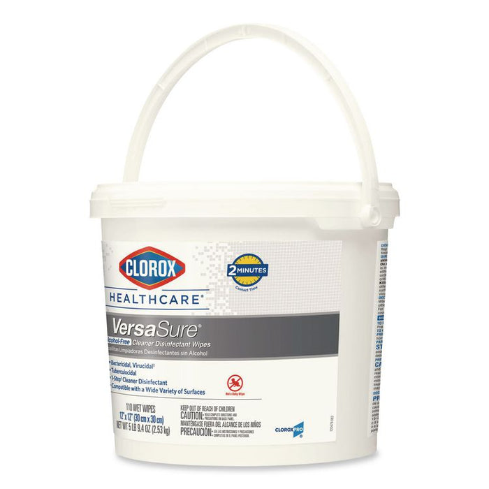 VersaSure Cleaner Disinfectant Wipes, 1-Ply, 12 x 12, Fragranced, White, 110/Bucket