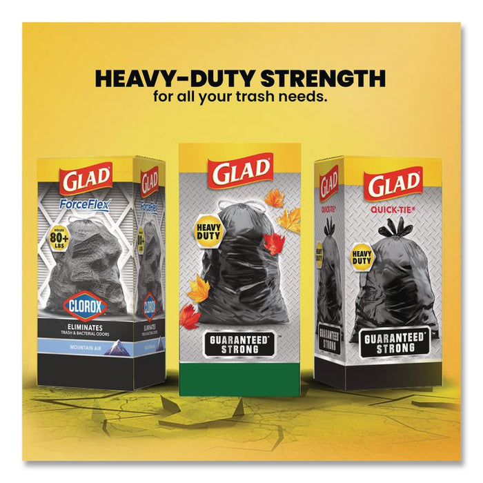 Large Quick-Tie Trash Bags, Lawn and Leaf, 39 gal, 0.95 mil, 32.5 x 41, Black, 12 Bags/Box