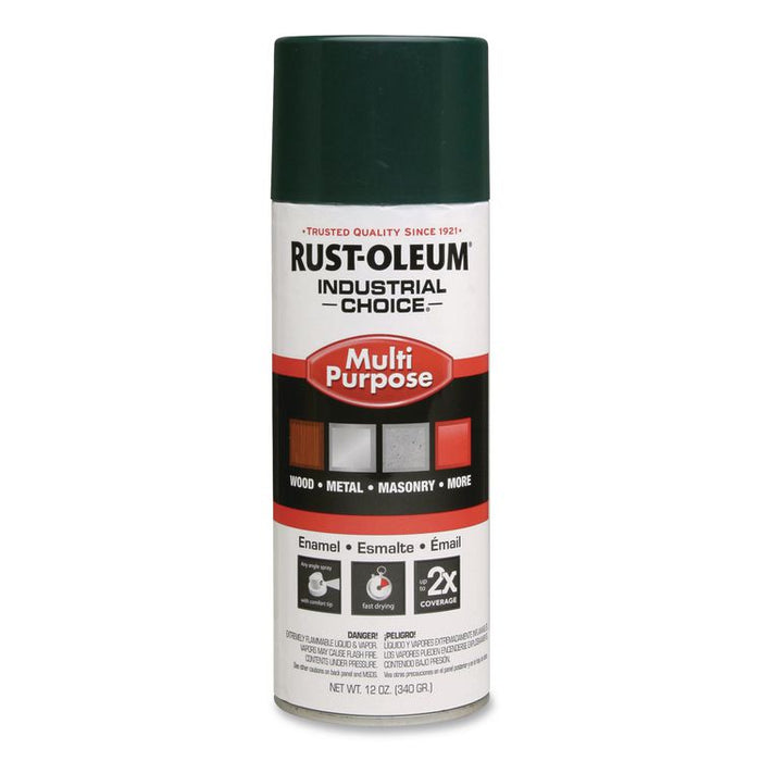 Industrial Choice 1600 System Multi-Purpose Enamel Spray Paint, Gloss Green, 12 oz Aerosol Can, 6/Carton
