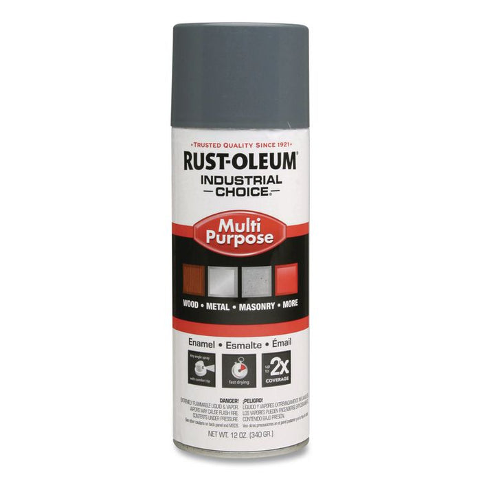 Industrial Choice 1600 System Multi-Purpose Enamel Spray Paint, Gloss Universal Gray, 12 oz Aerosol Can, 6/Carton