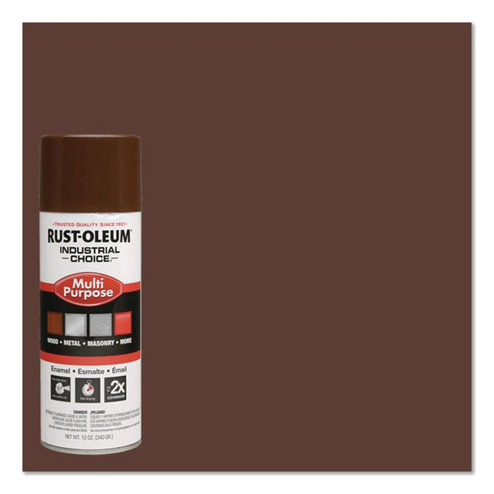 Industrial Choice 1600 System Multi-Purpose Enamel Spray Paint, Gloss Brown, 12 oz Aerosol Can, 6/Carton