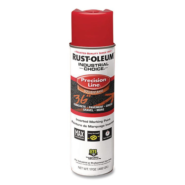 Industrial Choice M1600 System Solvent-Based Precision Line Marking Paint, Flat Red, 17 oz Aerosol Can, 12/Carton