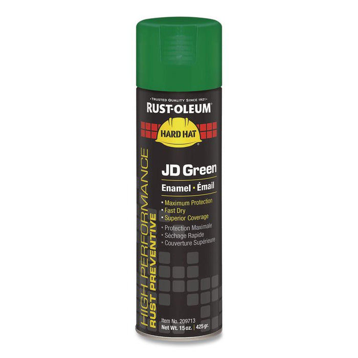 Hard Hat High Performance V2100 System Rust Preventive Enamel Spray Paint, Gloss John Deere Green,15 oz Aerosol Can, 6/Carton