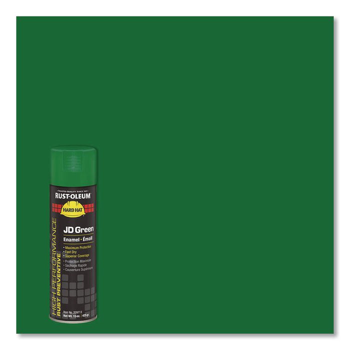 Hard Hat High Performance V2100 System Rust Preventive Enamel Spray Paint, Gloss John Deere Green,15 oz Aerosol Can, 6/Carton