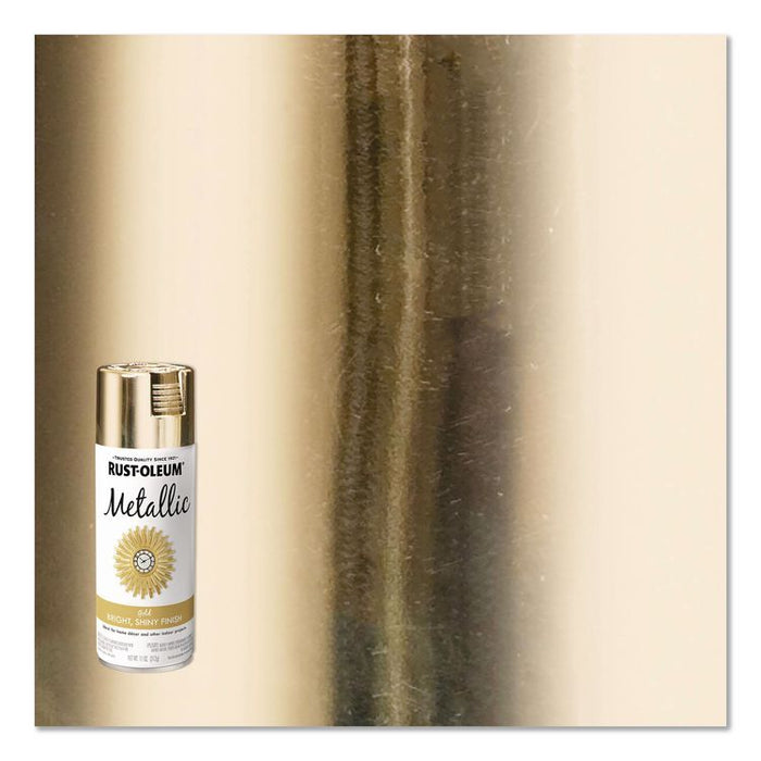 Metallic Spray Paint, Metallic Gold, 11 oz Aerosol Can, 6/Carton