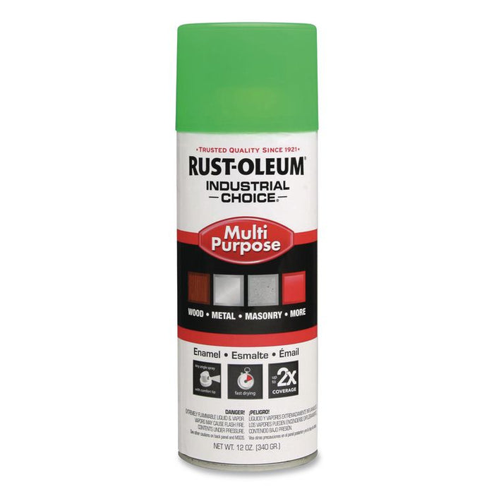 Industrial Choice 1600 System Multi-Purpose Enamel Spray Paint, Flat Green, 12 oz Aerosol Can, 6/Carton