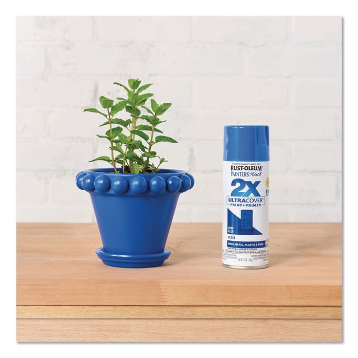 Painter's Touch 2X Ultra Cover Spray Paint, Gloss Deep Blue, 12 oz Aerosol Can, 6/Carton