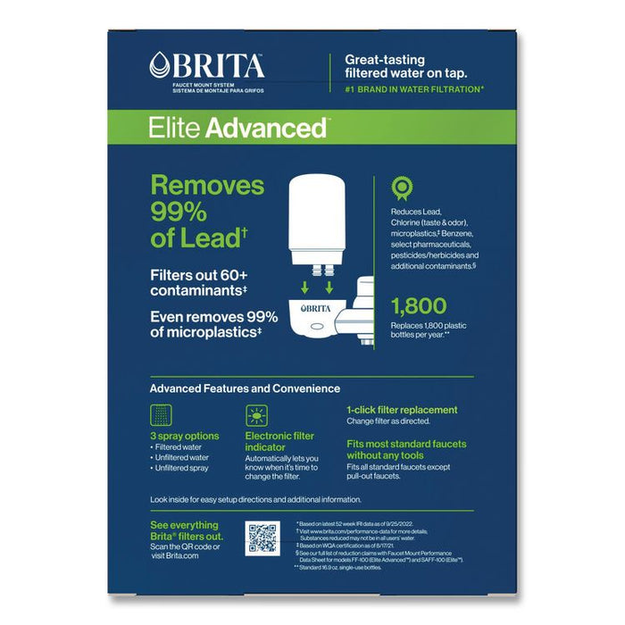 Water Faucet Mount Filtration System with 1 Elite Advanced Replacement Filter, White