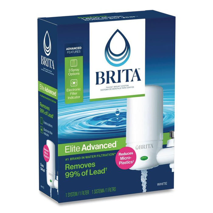 Water Faucet Mount Filtration System with 1 Elite Advanced Replacement Filter, White