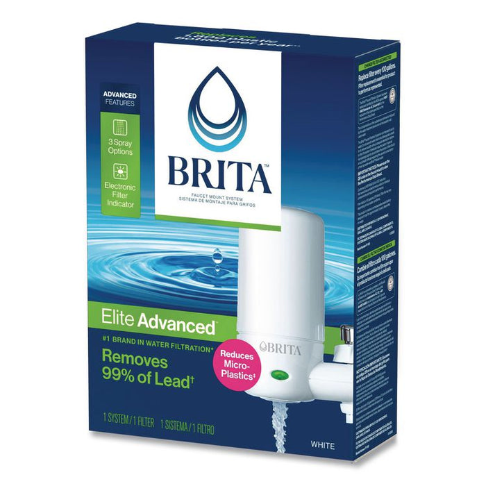 Water Faucet Mount Filtration System with 1 Elite Advanced Replacement Filter, White
