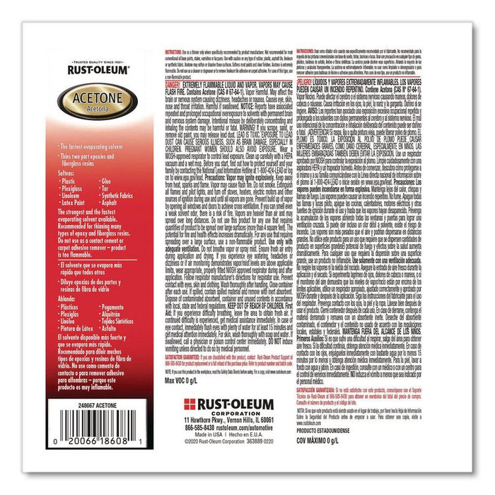 Acetone, 1 qt Can, 4/Carton