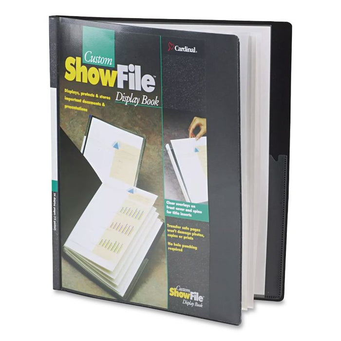 ShowFile Display Book with Custom Cover Pocket, 24 Letter-Size Sleeves, Black