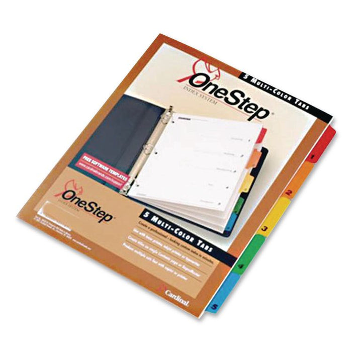 OneStep Printable Table of Contents and Dividers, 5-Tab, 1 to 5, 11 x 8.5, White, Assorted Tabs, 1 Set