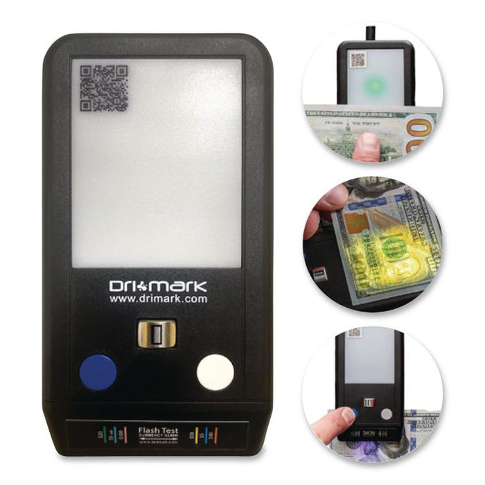 FlashTest Counterfeit Detector for USD, 3 Detection Methods, 2.5" x 4.5" x 0.8", Black