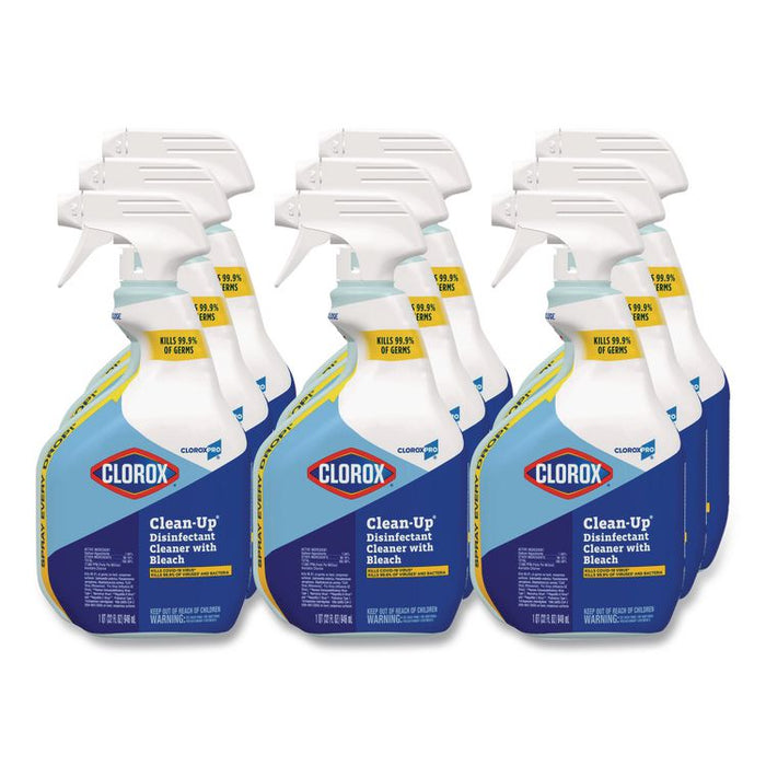 CloroxPro Clean-Up Disinfectant Cleaner with Bleach, Fresh Scent, 32 oz Smart Tube Spray Bottle, 9/Carton