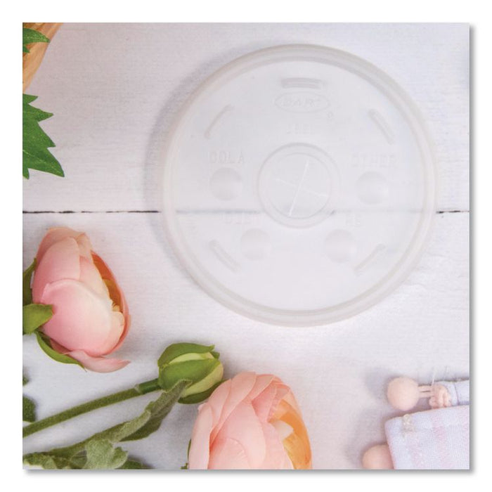 Plastic Lids, Straw Slotted, Fits 12 oz to 24 oz Hot/Cold Cups, Translucent, 100/Pack