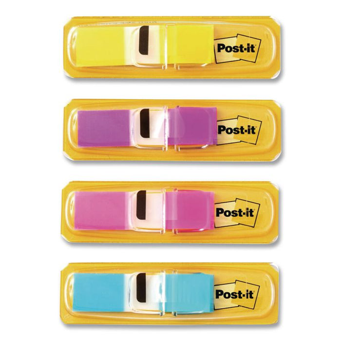 Small Page Flags in Dispensers, 0.5 x 1.75, Four Colors, 35/Color, 4 Dispensers/Pack