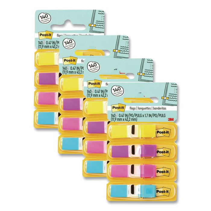 Highlighting Page Flags, 4 Bright Colors, 0.5 x 1.75, 35/Color, 4 Dispensers/Pack