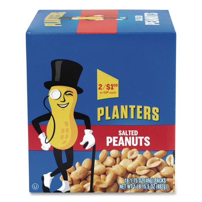 Salted Peanuts, 1.75 oz Pack, 18 Packs/Box