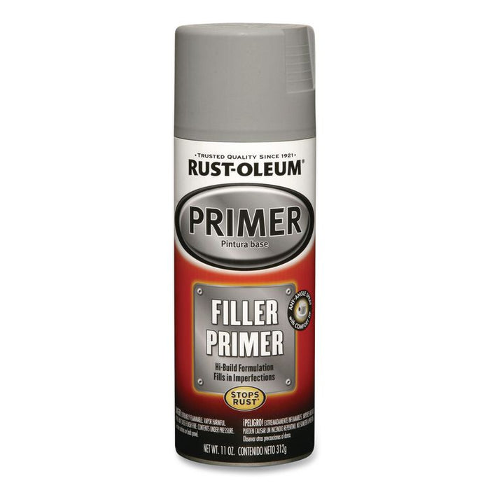 Automotive High Heat Enamel Spray Paint, Flat Gray Filler Primer, 11 oz Aerosol Can, 6/Carton
