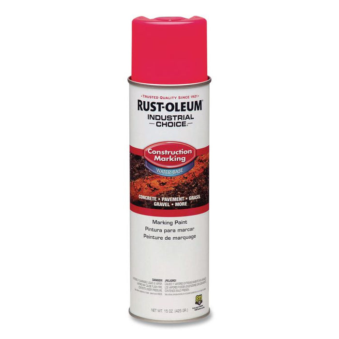 Industrial Choice M1400 System Water-Based Construction Marking Paint, Gloss Fluorescent Pink, 17 oz Aerosol Can, 12/Carton
