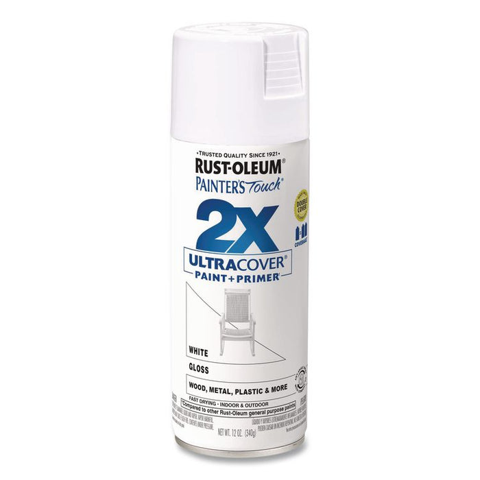 Painter's Touch 2X Ultra Cover Spray Paint, Gloss Yellow, 12 oz Aerosol Can, 6/Carton