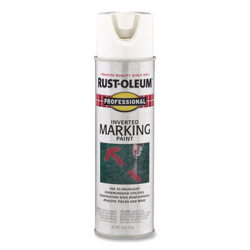 Inverted Marking Spray Paint, Flat White, 15 oz Aerosol Can, 6/Carton
