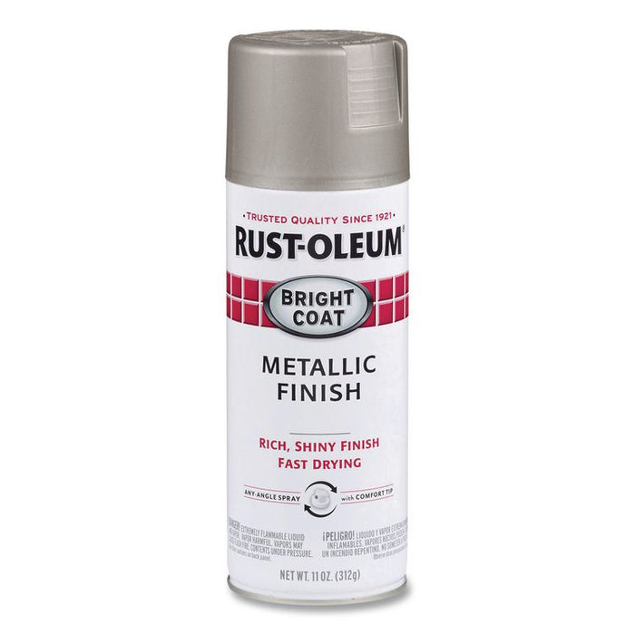 Stops Rust Bright Coat Spray Paint, Metallic Aluminum, 11 oz Aerosol Can, 6/Carton
