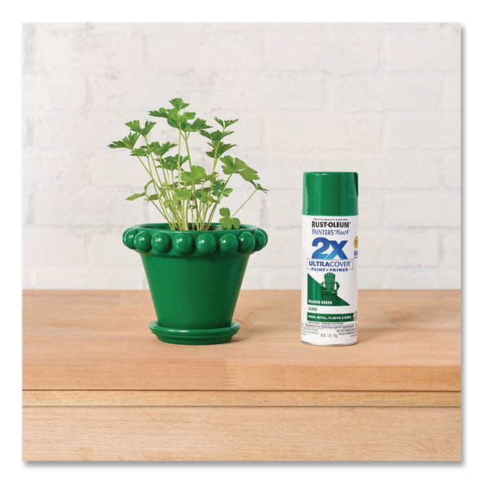 Painter's Touch 2X Ultra Cover Spray Paint, Gloss Meadow Green, 12 oz Aerosol Can, 6/Carton