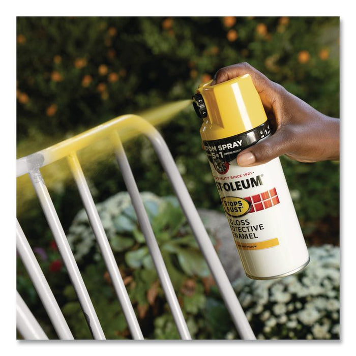 Stops Rust Spray Paint, Gloss Yellow, 12 oz Aerosol Can, 6/Carton