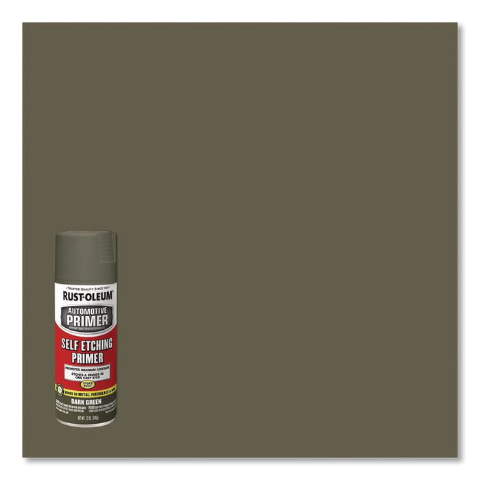 Self Etching Primer, Flat Dark Green, 12 oz Aerosol Can, 6/Carton