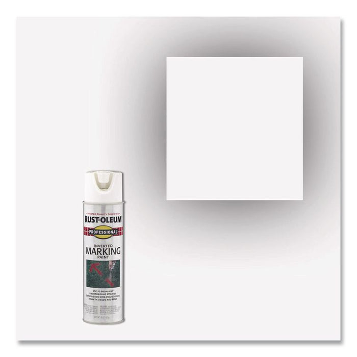 Inverted Marking Spray Paint, Flat White, 15 oz Aerosol Can, 6/Carton