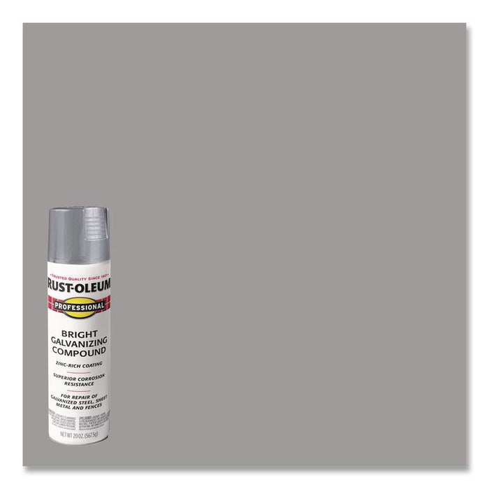 Professional Galvanizing Compound, Flat Bright Gray, 20 oz Aerosol Can, 6/Carton