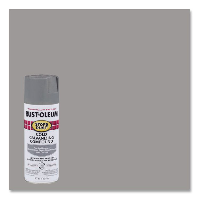 Stops Rust Cold Galvanizing Spray, Flat Gray, 16 oz Aerosol Can, 6/Carton