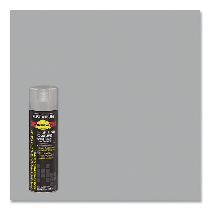 Hard Hat High Performance V2100 System Rust Preventive Enamel Spray Paint, Gloss High Heat Aluminum, 15 oz Aerosol Can, 6/CT