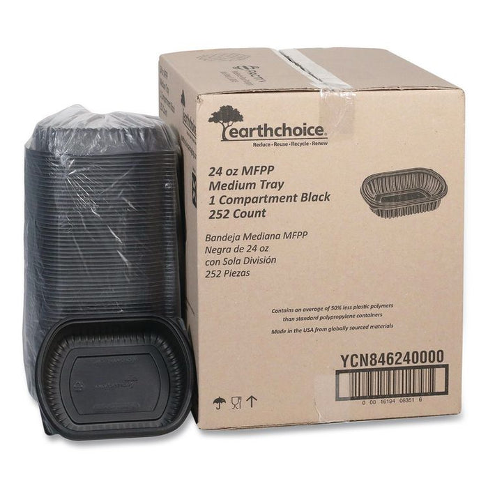 EarthChoice MealMaster Container, 24 oz, 8.12 x 6.5 x 1.5, Black, Plastic, 252/Carton