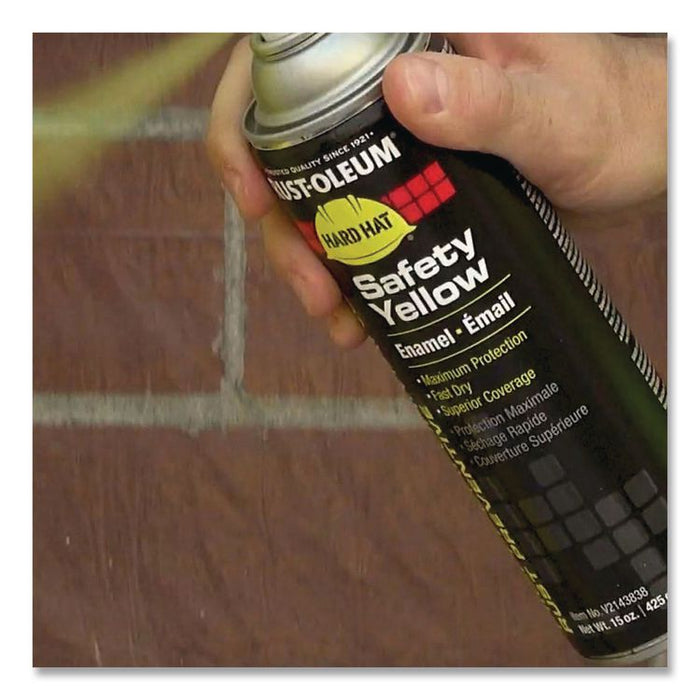 Hard Hat High Performance V2100 System Rust Preventive Enamel Spray Paint, Gloss Equipment Yellow,15 oz Aerosol Can, 6/Carton