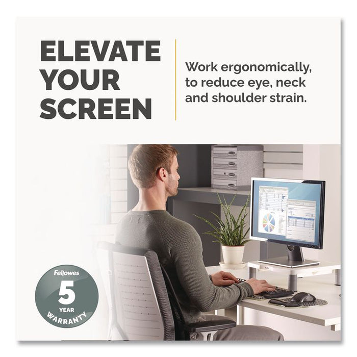 Standard Monitor Riser, For 21" Monitors, 13.38" x 13.63" x 2" to 4", Platinum/Graphite, Supports 60 lbs