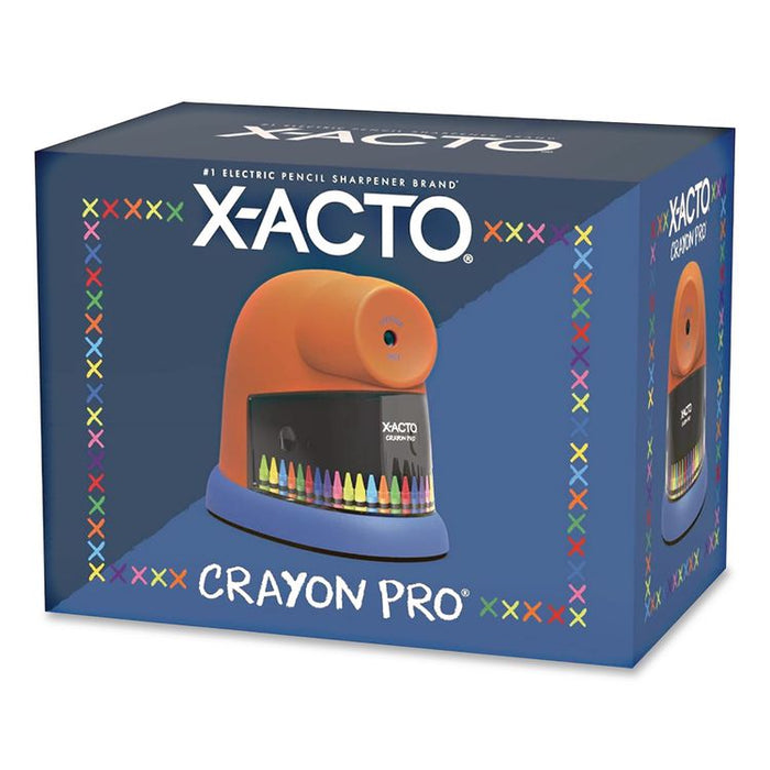 CrayonPro Electric Sharpener, School Version, AC-Powered, 5.63 x 8.75 x 7.13, Orange/Blue