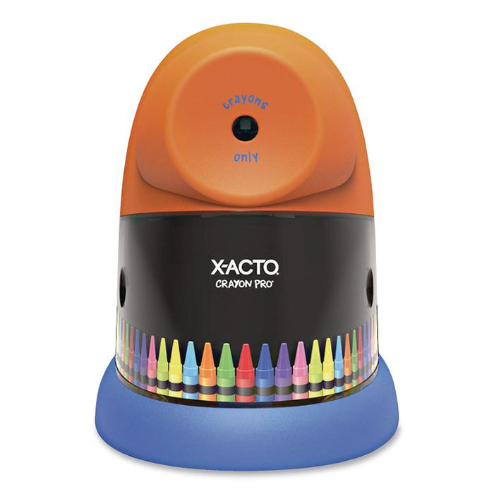 CrayonPro Electric Sharpener, School Version, AC-Powered, 5.63 x 8.75 x 7.13, Orange/Blue