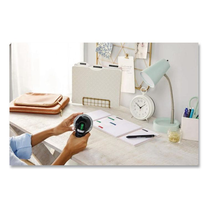 Self-Adhesive Glossy Labeling Tape for Embossers, 0.37" x 9.8 ft Roll, Black