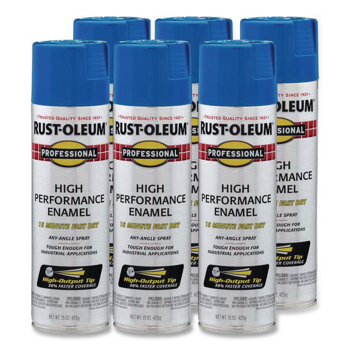 Professional Spray Paint, Gloss Safety Blue, 15 oz Aerosol Can, 6/Carton