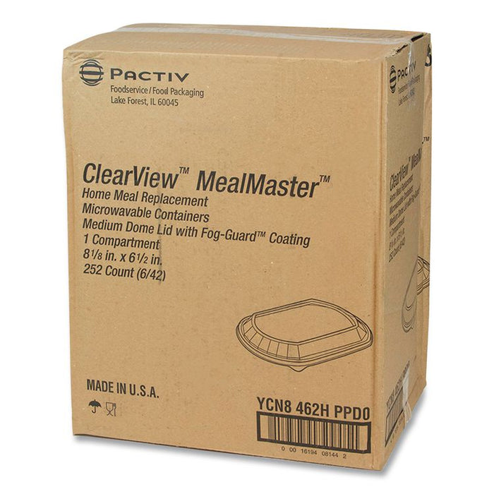 Clearview MealMaster Rectangle Container Dome, 8.12 x 6.5 x 1, Clear, 252/Carton